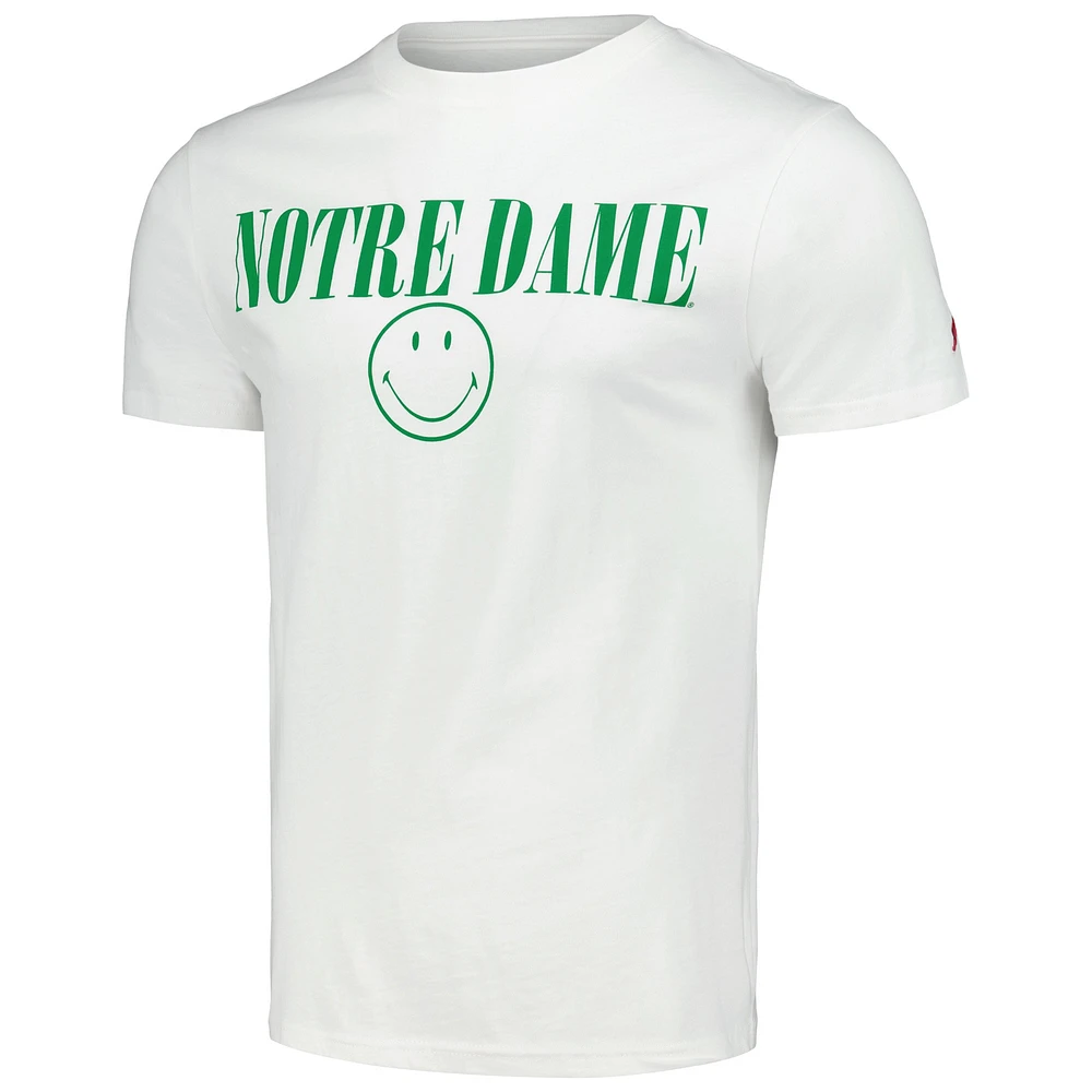 Men's League Collegiate Wear White Notre Dame Fighting Irish Smiley All American T-Shirt