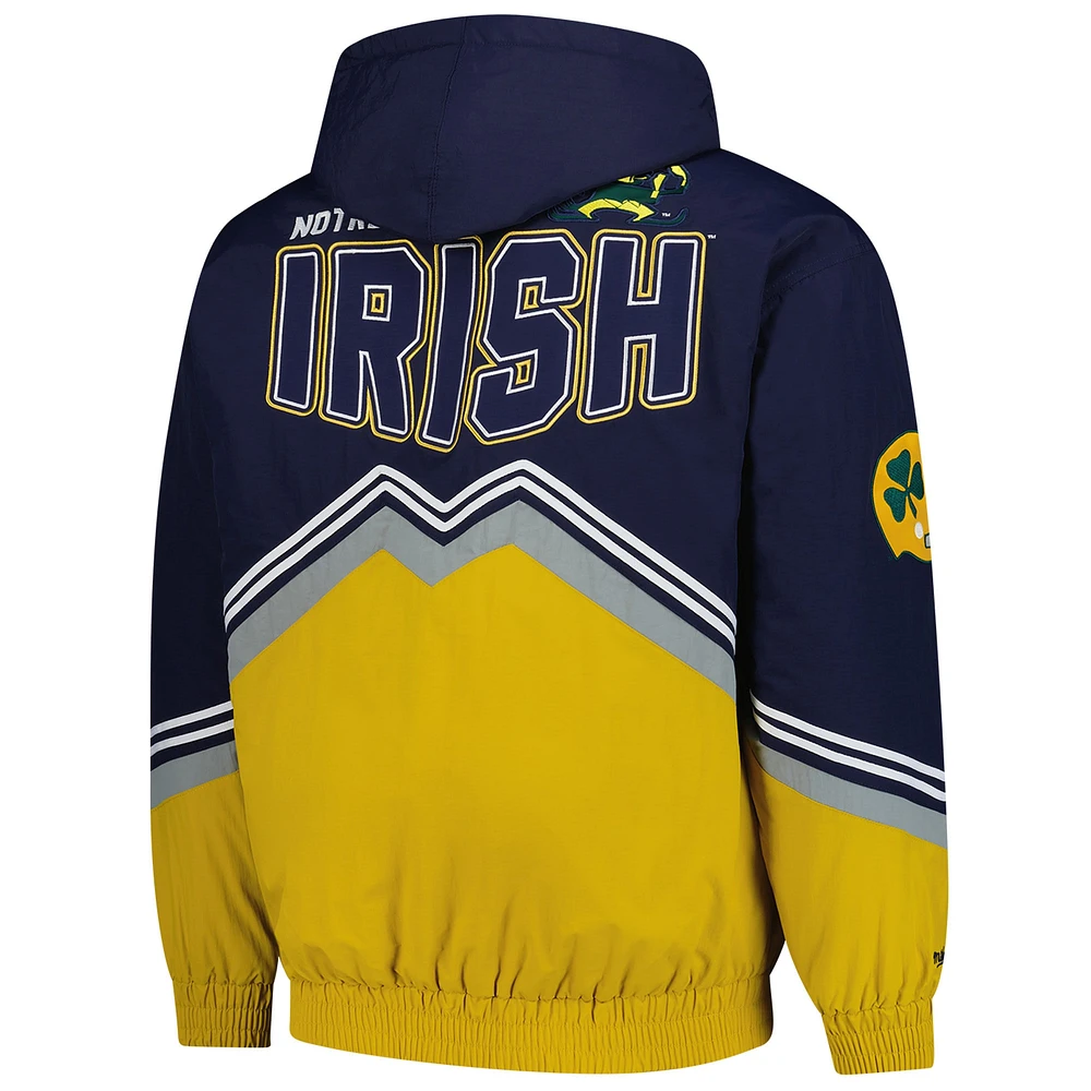 Men's Mitchell & Ness Navy/Gold Notre Dame Fighting Irish Throw It Back Retro Full-Zip Windbreaker Jacket