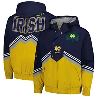 Men's Mitchell & Ness Navy/Gold Notre Dame Fighting Irish Throw It Back Retro Full-Zip Windbreaker Jacket