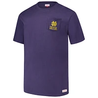 T-shirt Mitchell & Ness bleu marine pour homme avec logo Notre Dame Fighting Irish, grande taille, dégradé de couleur premium