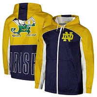 Men's Mitchell & Ness Navy Notre Dame Fighting Irish Big Shot Premium Full-Zip Windbreaker