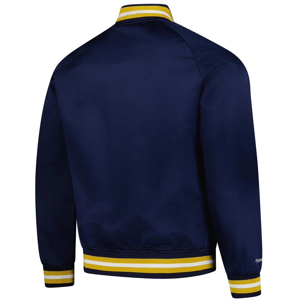 Veste légère en satin bleu marine avec logo Current de Mitchell & Ness pour homme boutons-pression et Notre Dame Fighting Irish