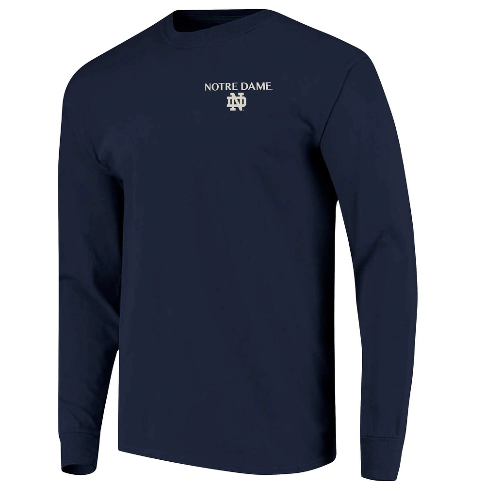 T-shirt à manches longues bleu marine pour homme, motif Fighting Irish, Campus Nights