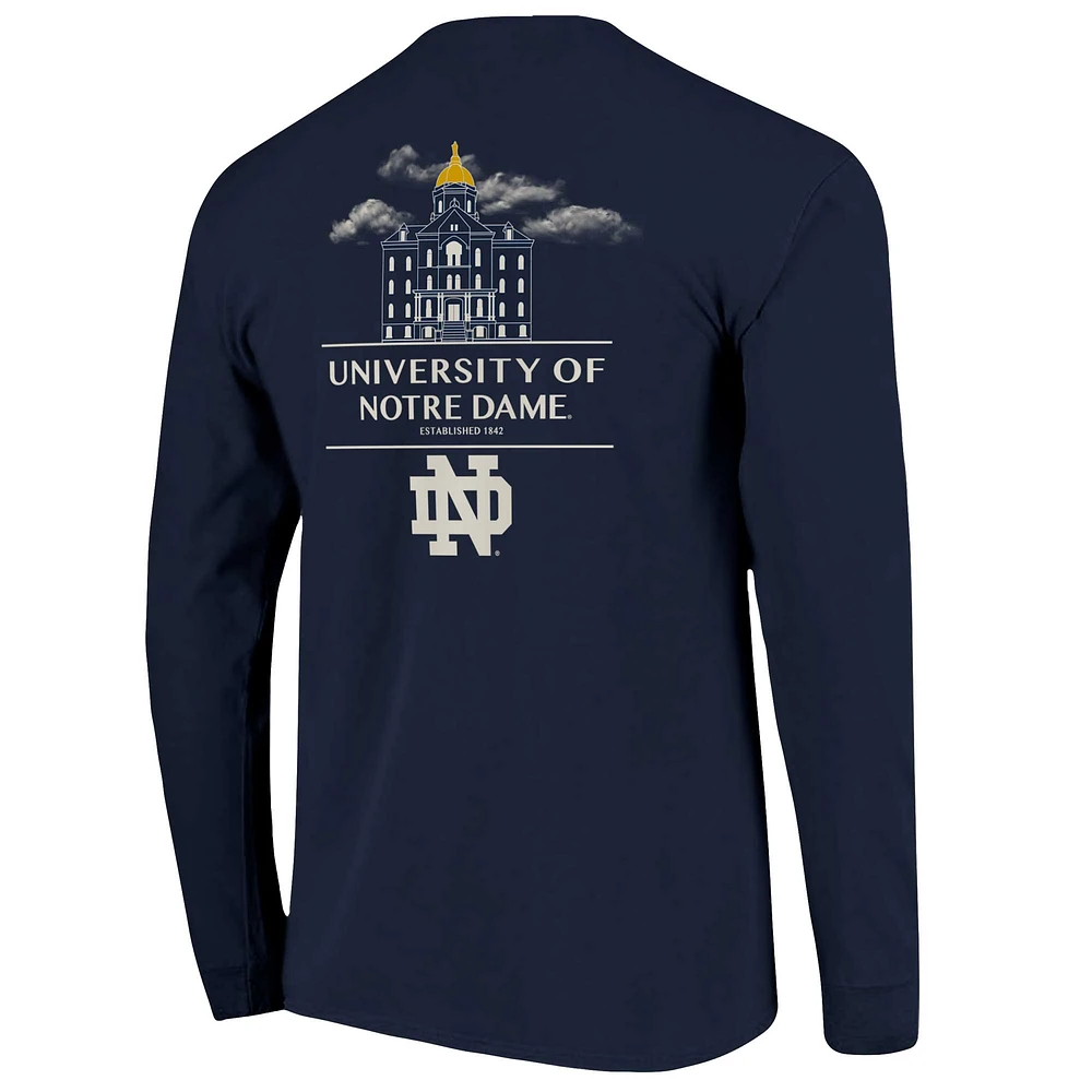 T-shirt à manches longues bleu marine pour homme, motif Fighting Irish, Campus Nights