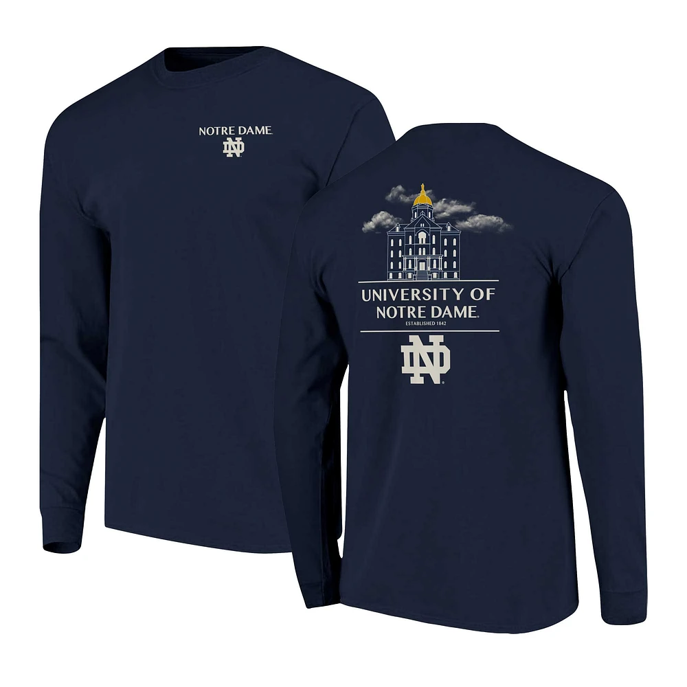 T-shirt à manches longues bleu marine pour homme, motif Fighting Irish, Campus Nights