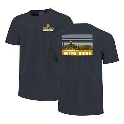 Men's Navy Notre Dame Fighting Irish Striped Campus Skyline T-Shirt