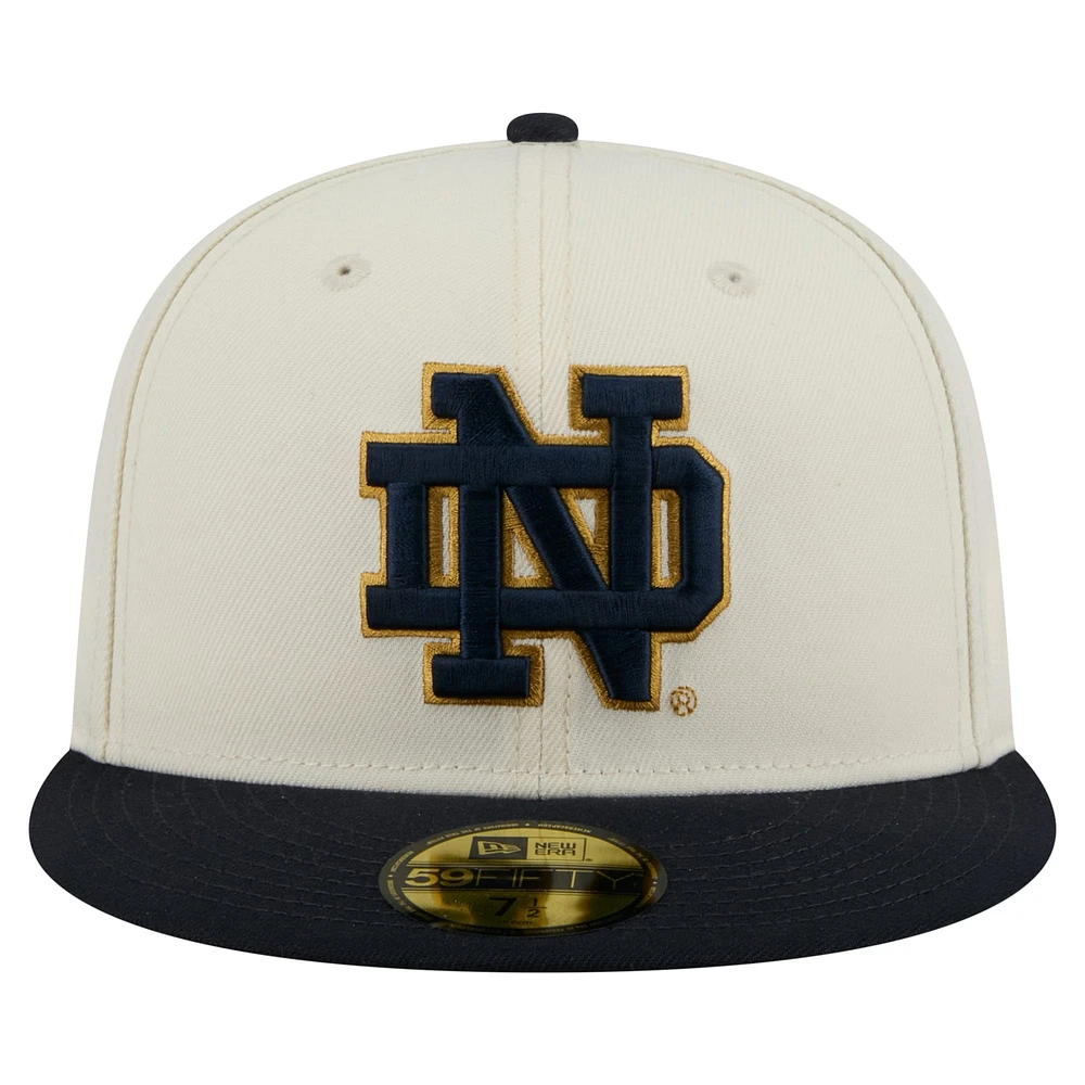 Men's New Era Cream Notre Dame Fighting Irish Chrome 59FIFTY Fitted Hat