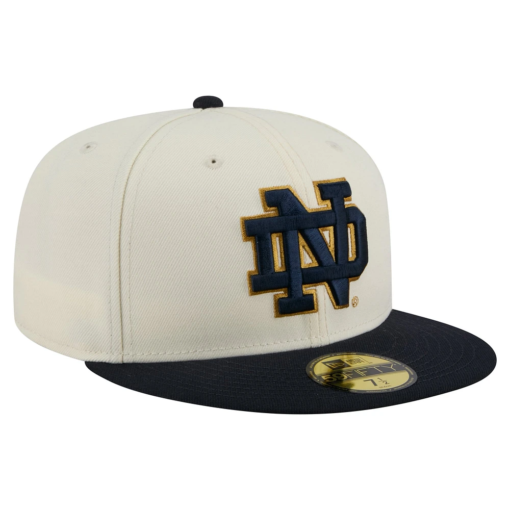 Men's New Era Cream Notre Dame Fighting Irish Chrome 59FIFTY Fitted Hat