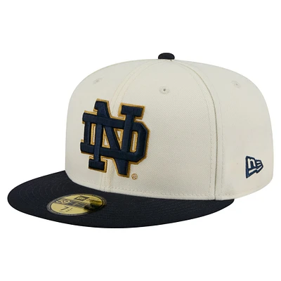 Men's New Era Cream Notre Dame Fighting Irish Chrome 59FIFTY Fitted Hat