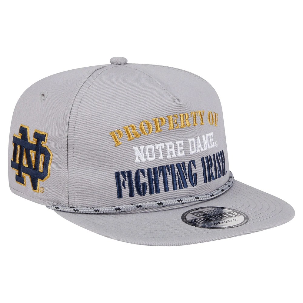 Casquette ajustable grise style golfeur Fighting Irish de Notre Dame pour homme de New Era