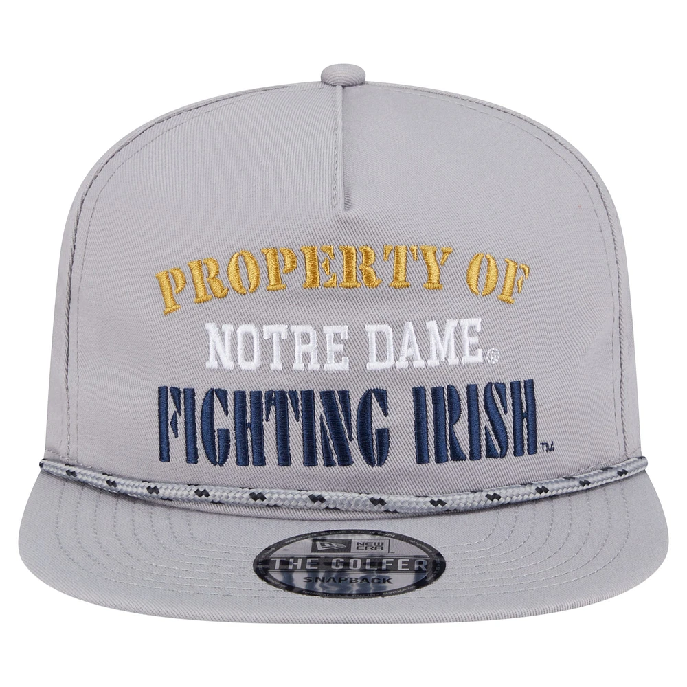 Casquette ajustable grise style golfeur Fighting Irish de Notre Dame pour homme de New Era