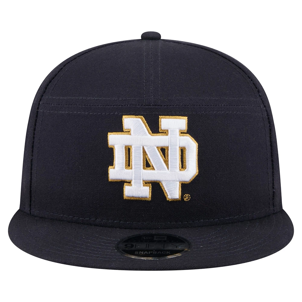 Men's New Era Navy Notre Dame Fighting Irish Adventure Canvas Split Panel 9FIFTY Snapback Hat