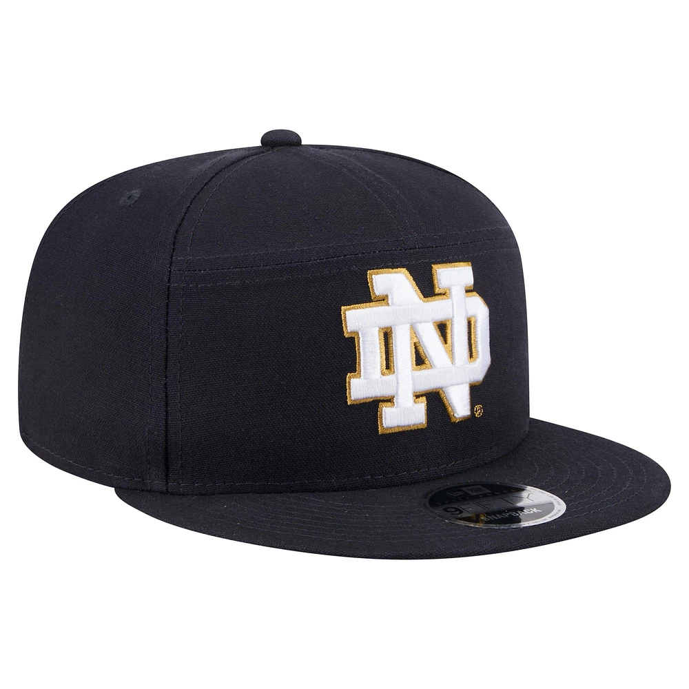 Men's New Era Navy Notre Dame Fighting Irish Adventure Canvas Split Panel 9FIFTY Snapback Hat