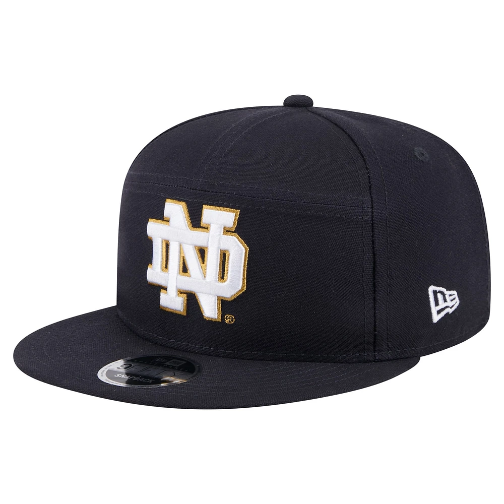 Men's New Era Navy Notre Dame Fighting Irish Adventure Canvas Split Panel 9FIFTY Snapback Hat