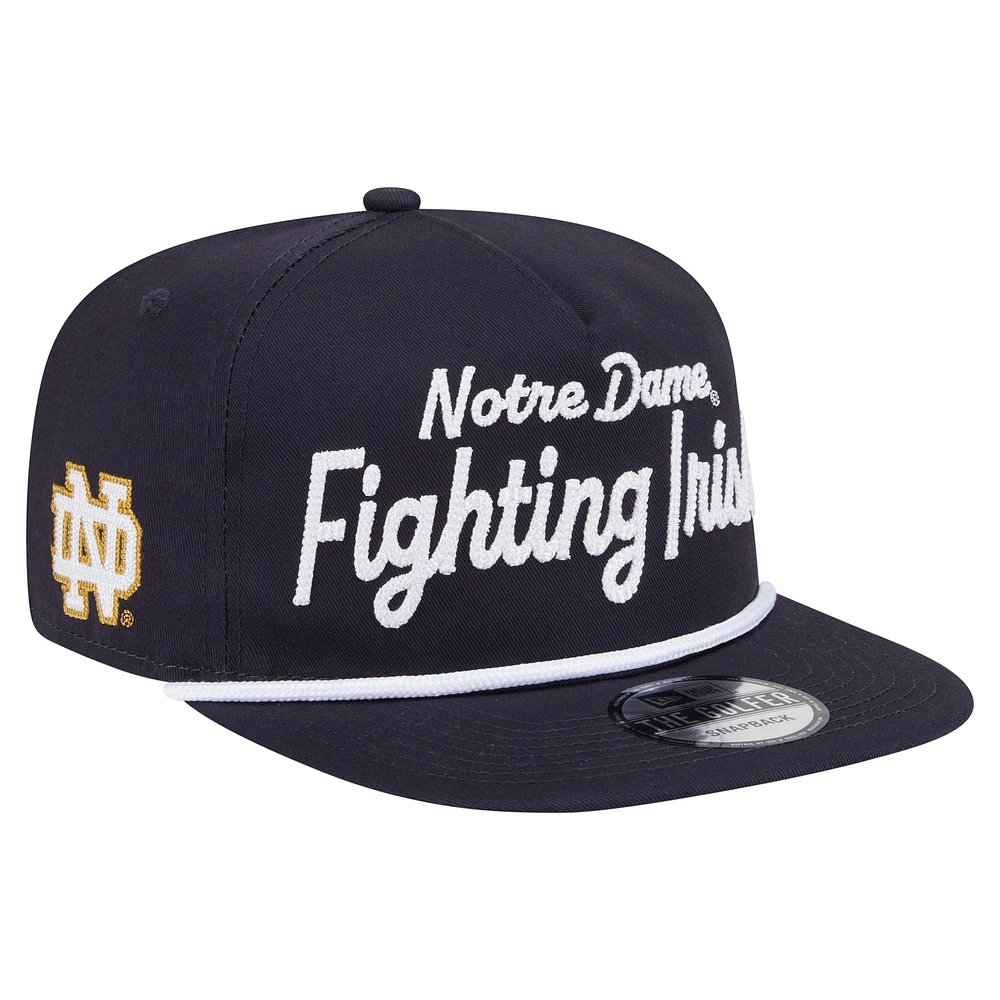 Men's New Era Navy Notre Dame Fighting Irish Adventure Team Text Golfer Snapback Hat