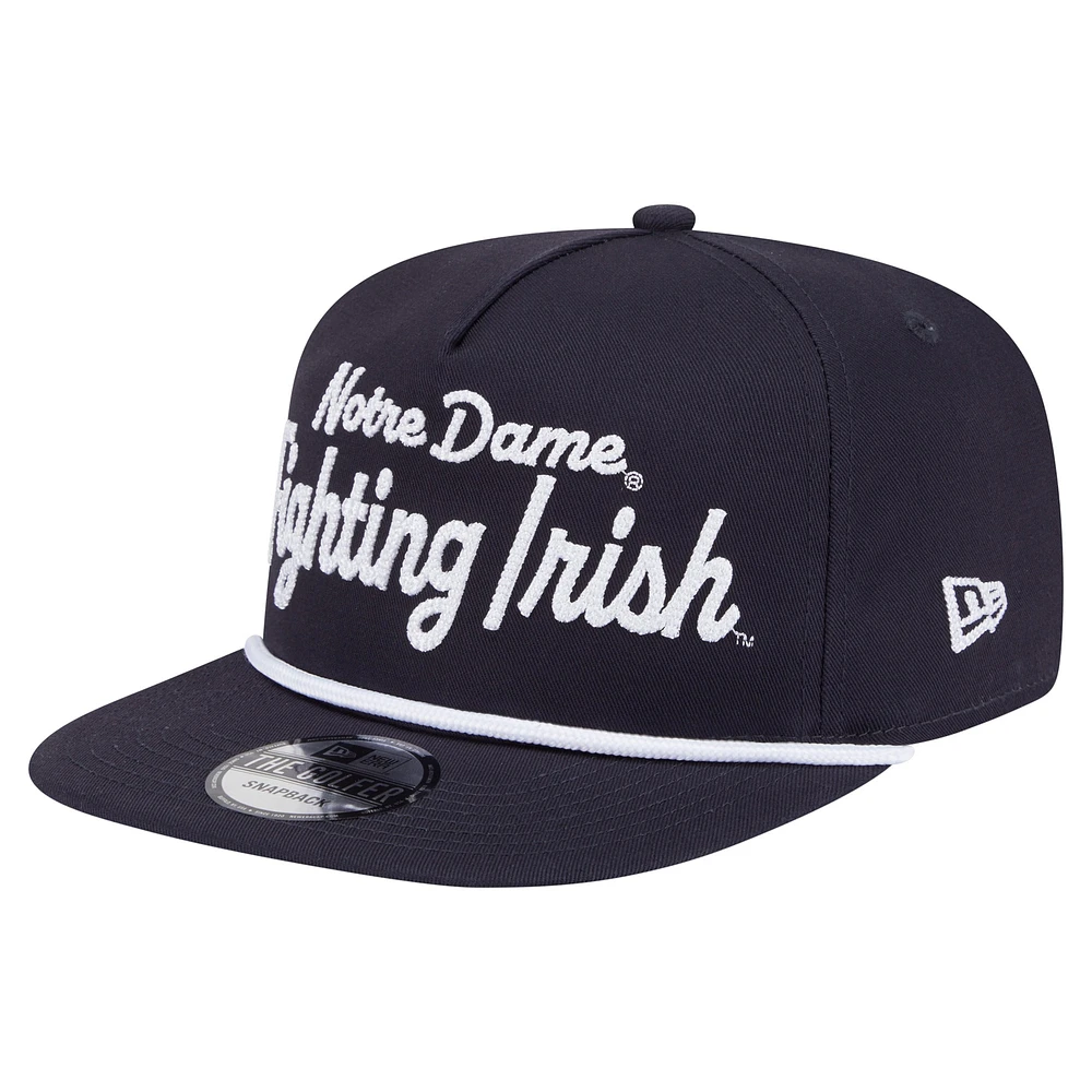 Men's New Era Navy Notre Dame Fighting Irish Adventure Team Text Golfer Snapback Hat