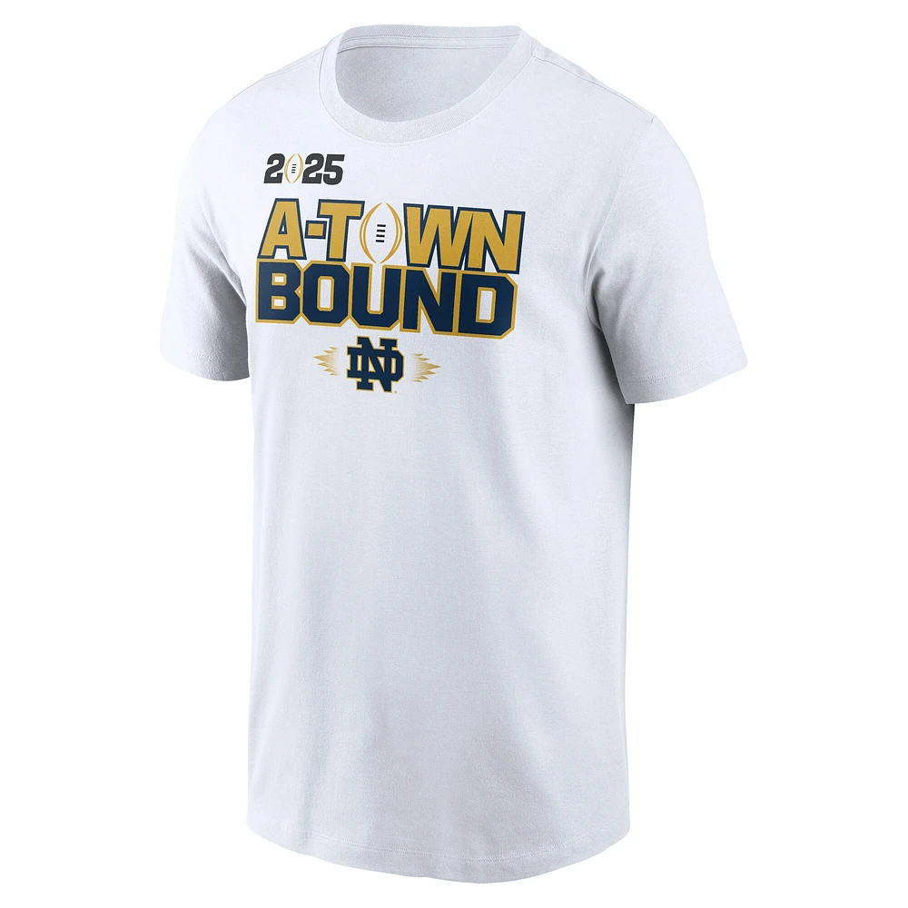 Men's Nike  White Notre Dame Fighting Irish College Football Playoff 2025 National Championship Game A-Town Bound T-Shirt