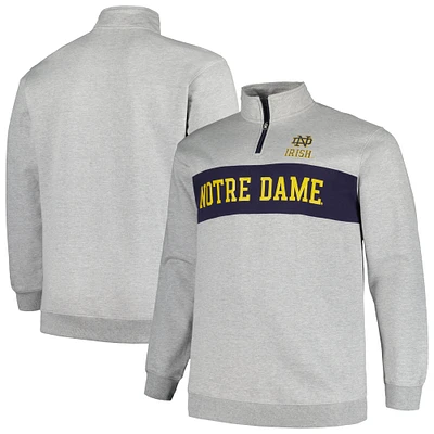 Men's Profile Heather Gray Notre Dame Fighting Irish Big & Tall Fleece Quarter-Zip Jacket