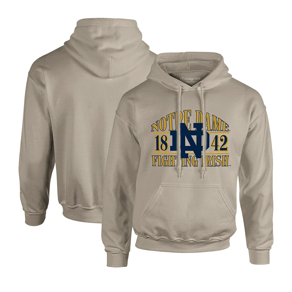 Men's  Tan Notre Dame Fighting Irish Upper Arch Letters Pullover Hoodie