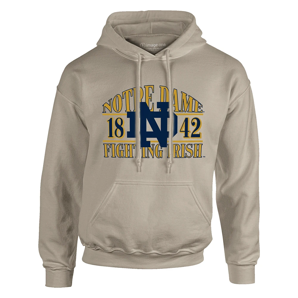 Men's  Tan Notre Dame Fighting Irish Upper Arch Letters Pullover Hoodie