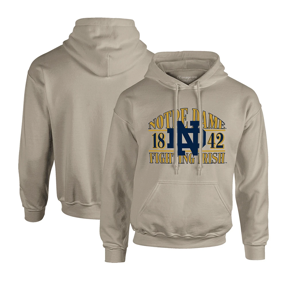 Men's Tan Notre Dame Fighting Irish Upper Arch Letters Pullover Hoodie