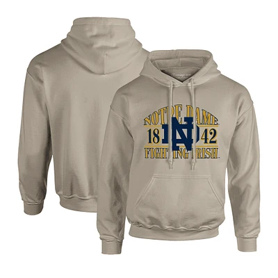 Men's  Tan Notre Dame Fighting Irish Upper Arch Letters Pullover Hoodie