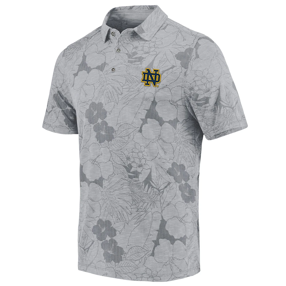 Men's Tommy Bahama Gray Notre Dame Fighting Irish Miramar Blooms Polo