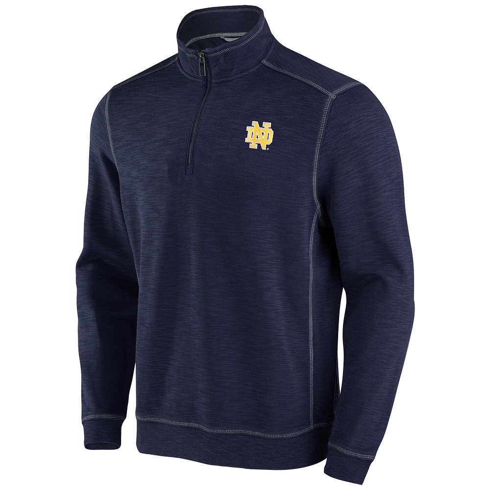 Men's Tommy Bahama Navy Notre Dame Fighting Irish Big & Tall Tobago Bay Tri-Blend Quarter-Zip Sweatshirt