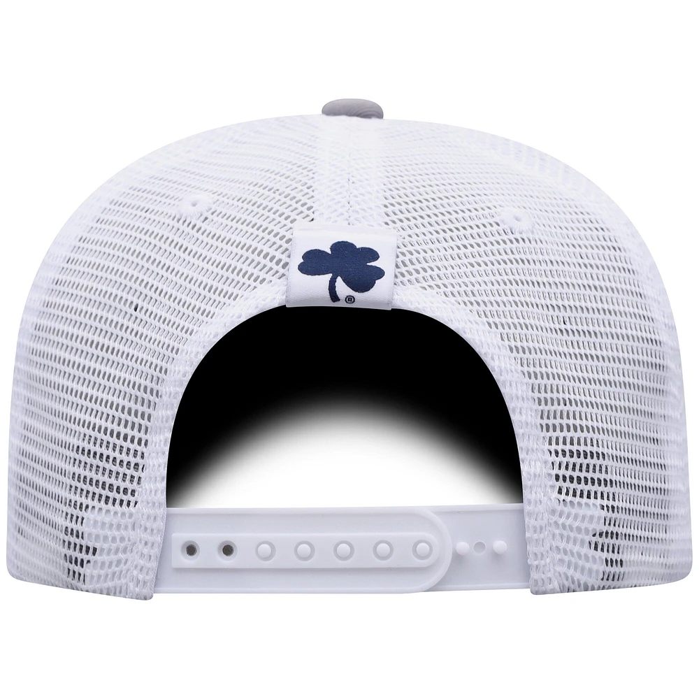 Men's Top of the World Gray/White Notre Dame Fighting Irish Victory Baseline Trucker Adjustable Hat
