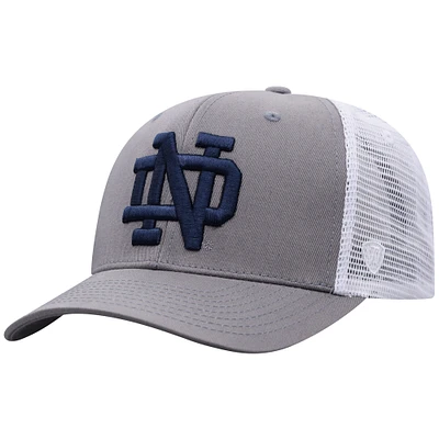 Men's Top of the World Gray/White Notre Dame Fighting Irish Victory Baseline Trucker Adjustable Hat
