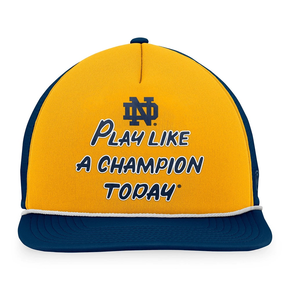 Casquette ajustable en mousse Top of the World bleu marine/doré pour homme des Fighting Irish de Notre Dame Play Like A Champion Today