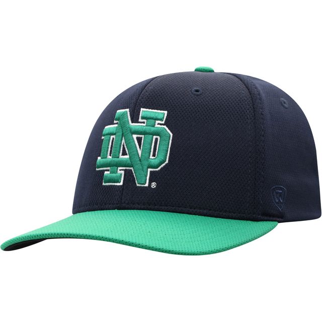 Chapeau Notre Dame Fighting Irish Two-Tone Reflex Hybrid Tech Flex bleu marine/vert pour homme