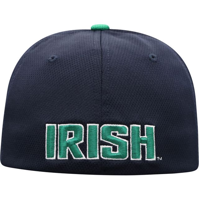 Chapeau Notre Dame Fighting Irish Two-Tone Reflex Hybrid Tech Flex bleu marine/vert pour homme