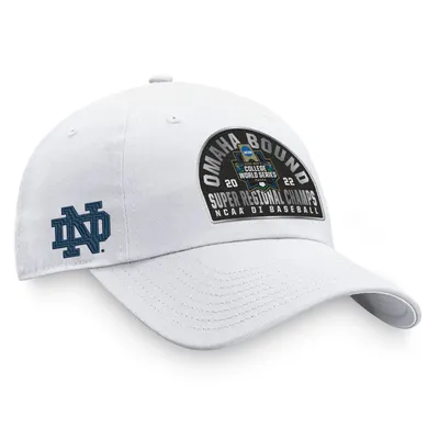 Notre Dame Fighting Irish Top of the World 2022 NCAA Men's Baseball Super Regional Champions Locker Room Adjustable Hat - White