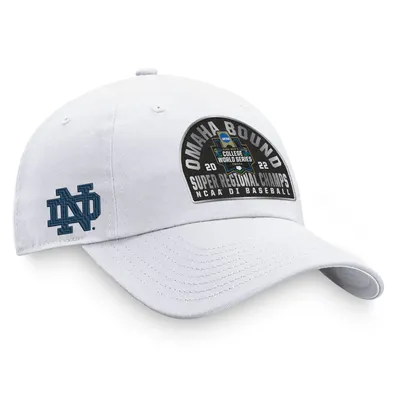 Top of the World pour hommes White Notre Dame Fighting Irish 2022 NCAA Men's Baseball Super Regional Champions Locker Room Casquette réglable