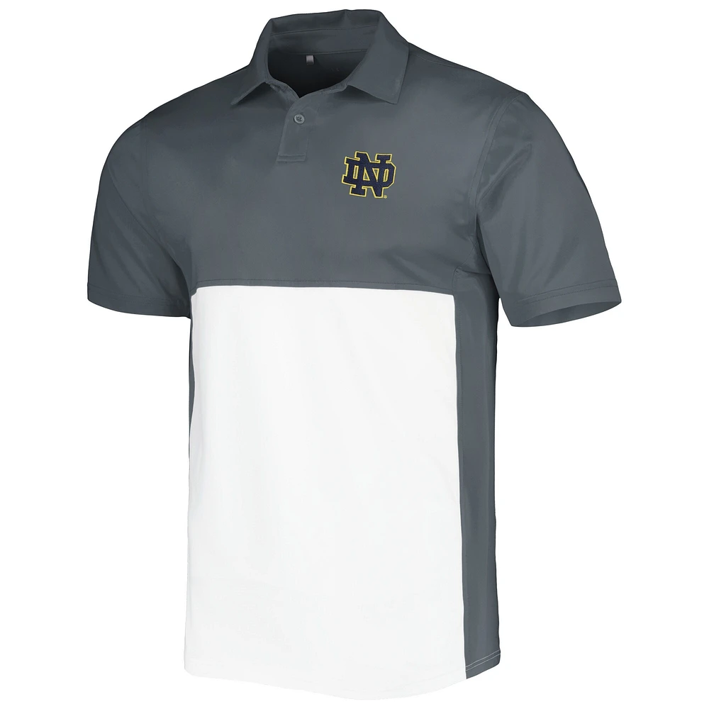 Under Armour Gris/Blanc Notre Dame Fighting Irish Green Blocked Polo Performance Homme