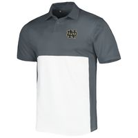 Men's Under Armour Gray/White Notre Dame Fighting Irish Green Blocked Polo Performance