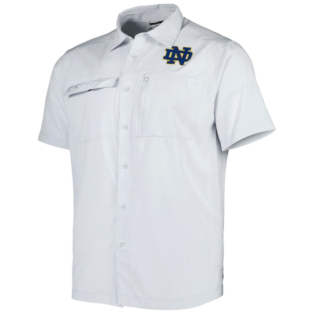 Men's Under Armour Gray Notre Dame Fighting Irish Motivate Button-Up Shirt