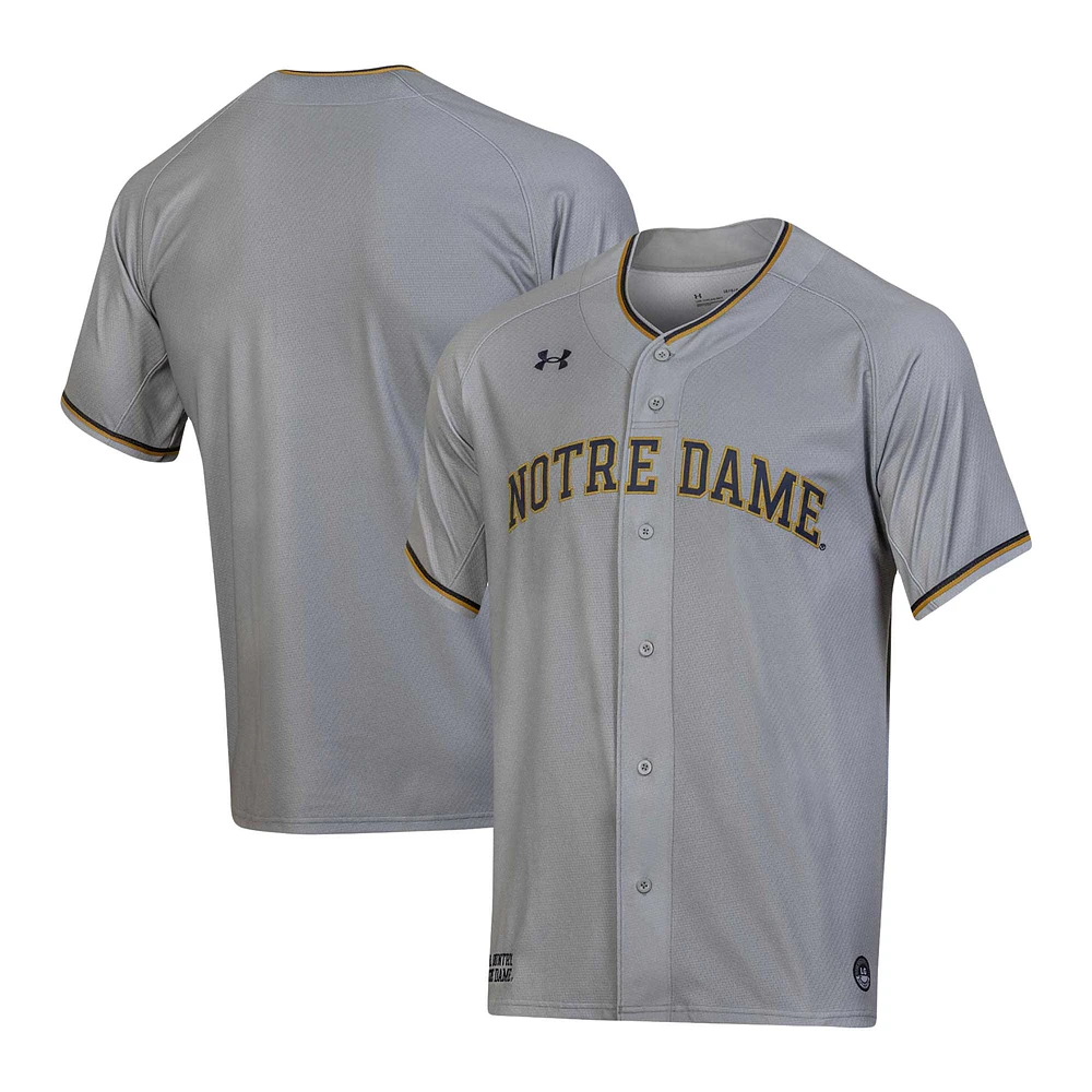 Maillot de baseball Under Armour Notre Dame Fighting Irish Replica gris pour hommes