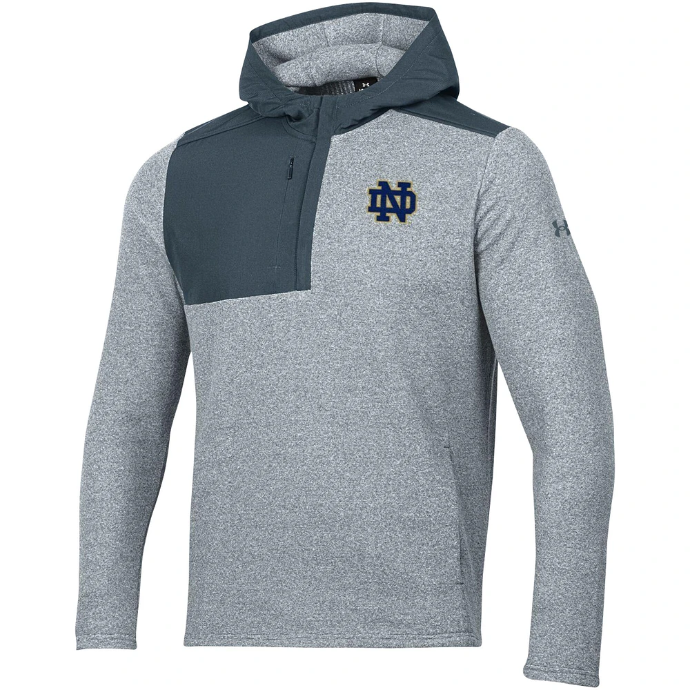 Men's Under Armour Gray Notre Dame Fighting Irish Survivor Fleece Hoodie Quarter-Zip Jacket