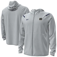 Men's Under Armour Gray Notre Dame Fighting Irish Unstoppable Performance Fleece Hoodie Half-Zip Jacket