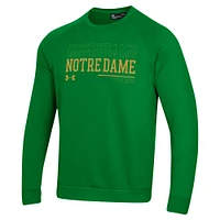 Men's Under Armour Notre Dame Fighting Irish 2024/25 Sideline Wordmark Rival Raglan Pullover Sweatshirt