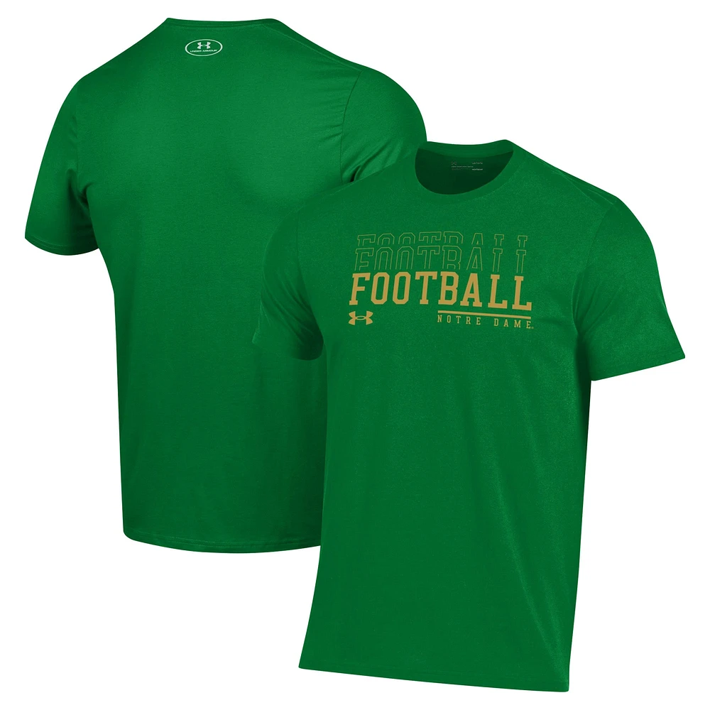 T-shirt vert Under Armour Notre Dame Fighting Irish 2024 Sideline Football Performance pour homme