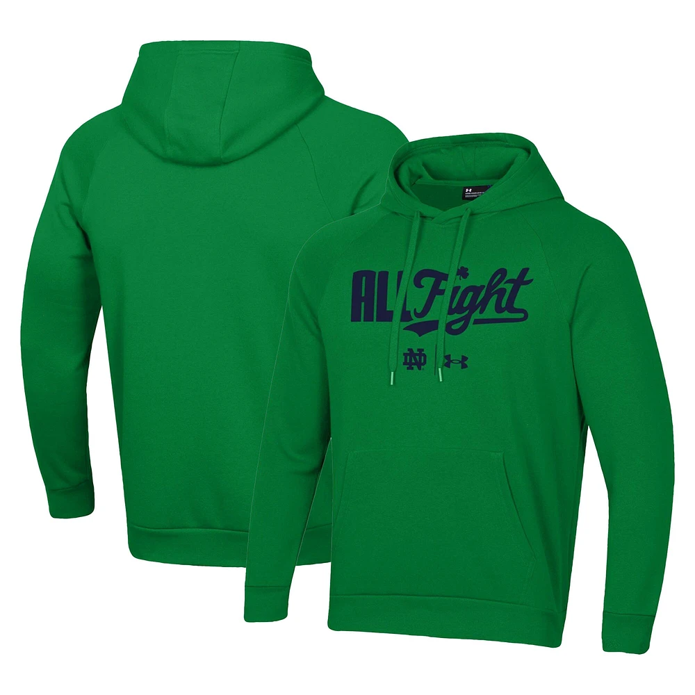 Sweat à capuche vert Under Armour Notre Dame Fighting Irish All Fight Raglan pour hommes