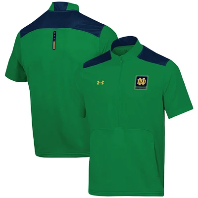 Veste verte à demi-zip Under Armour Notre Dame Fighting Irish Motivate pour hommes