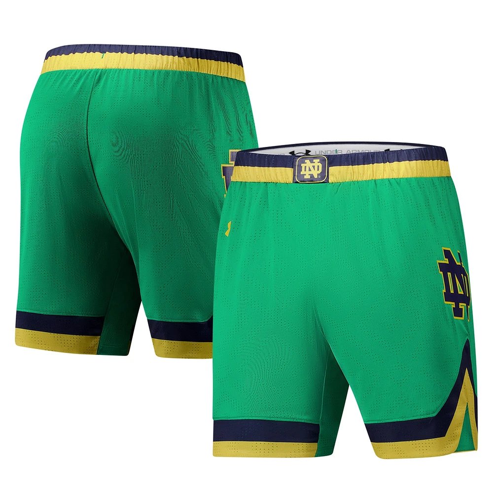 Short de basket-ball réplique vert Notre Dame Fighting Irish pour homme Under Armour