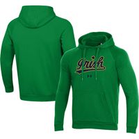 Men's Under Armour Green Notre Dame Fighting Irish Script School Logo All Day Raglan Pullover Hoodie