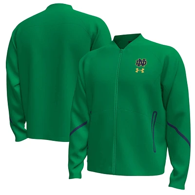 Veste bomber entièrement zippée Under Armour pour homme, modèle vert Fighting Irish de Notre Dame