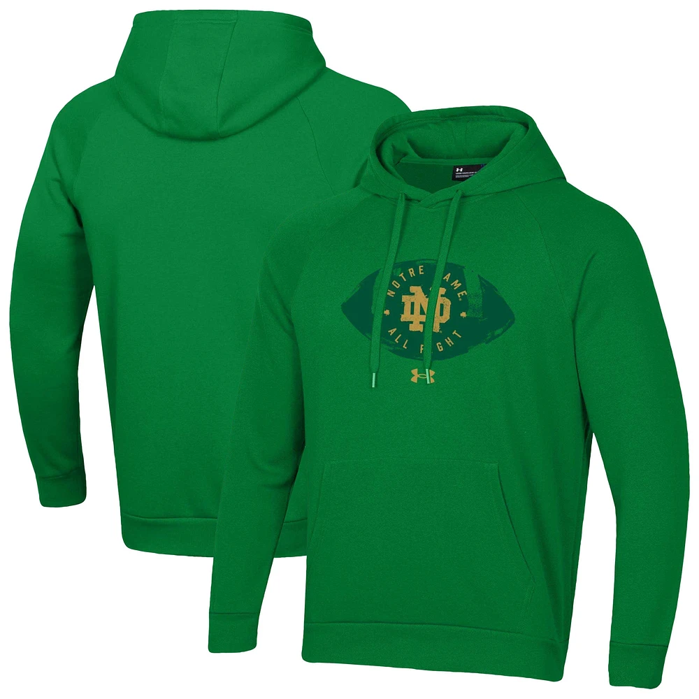 Sweat à capuche en polaire Under Armour Kelly Green Notre Dame Fighting Irish 2024 pour homme Wear Football Rival