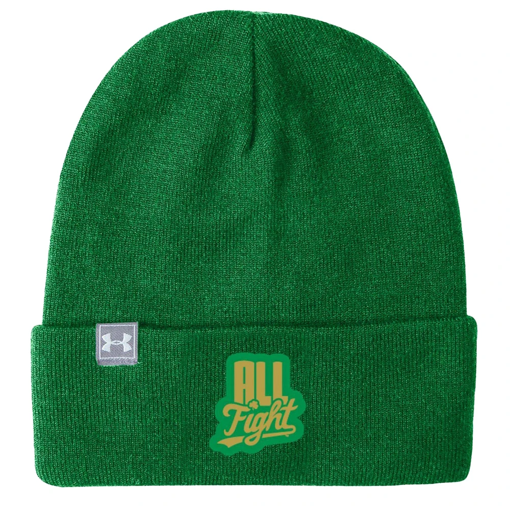 Bonnet en tricot à revers Kelly Green de Notre Dame Fighting Irish pour homme de Under Armour